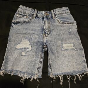 H&M Girls Distressed Cut Off Blue Denim Shorts‎ Adjustable Size 5T
